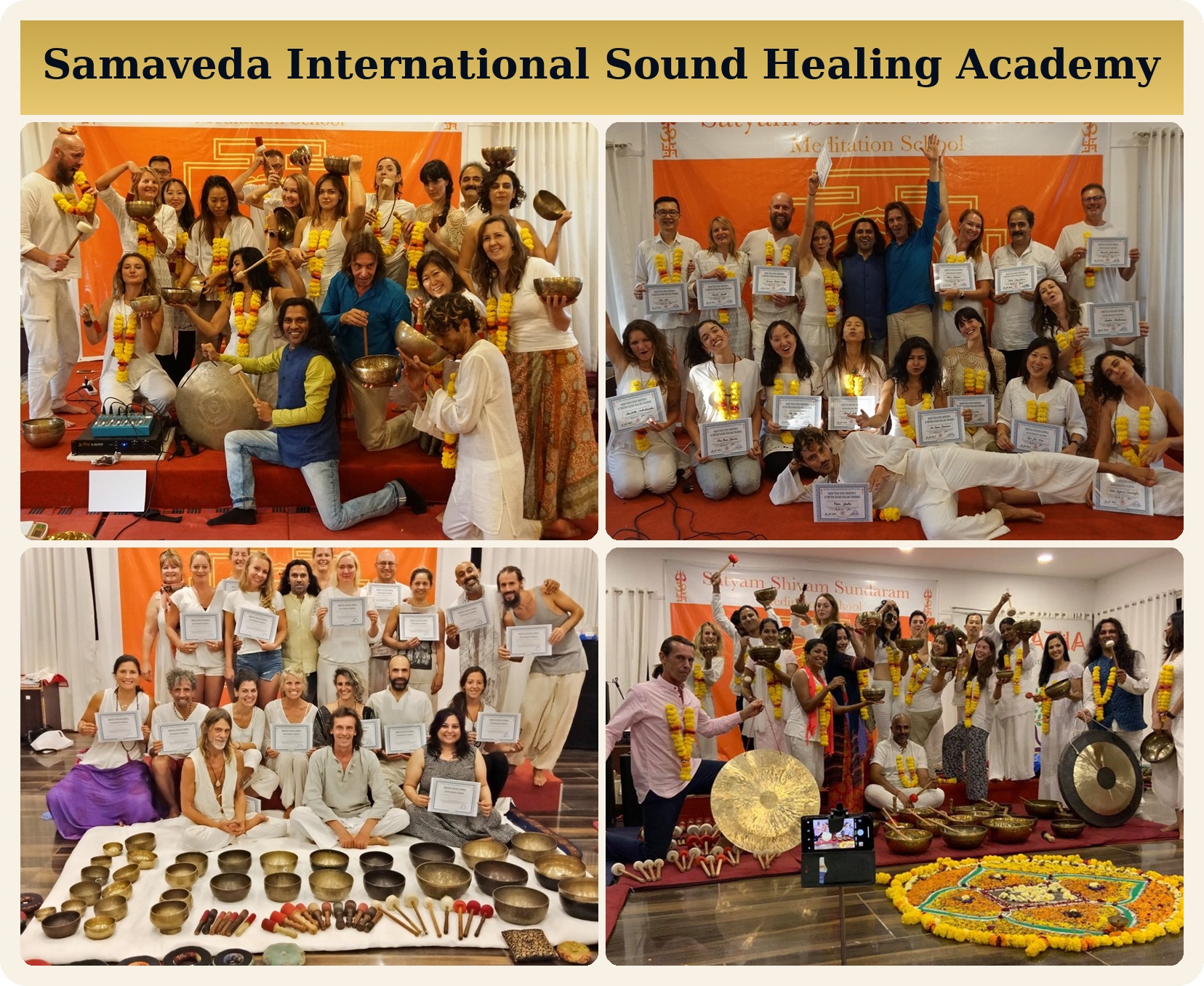 Samaveda International Sound Healing Academy training groups and certification ceremonies